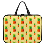 Beige Watercolor Pineapple Pattern Print Laptop Sleeve With Handle