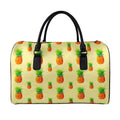 Beige Watercolor Pineapple Pattern Print Leather Duffel Bag