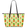 Beige Watercolor Pineapple Pattern Print Leather Tote Bag