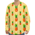 Beige Watercolor Pineapple Pattern Print Long Sleeve Baseball Jersey
