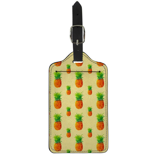 Beige Watercolor Pineapple Pattern Print Luggage Tag
