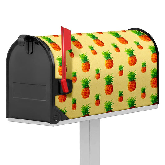 Beige Watercolor Pineapple Pattern Print Mailbox Cover