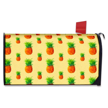 Beige Watercolor Pineapple Pattern Print Mailbox Cover