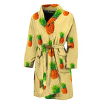 Beige Watercolor Pineapple Pattern Print Men's Bathrobe