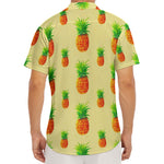 Beige Watercolor Pineapple Pattern Print Men's Deep V-Neck Shirt