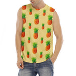 Beige Watercolor Pineapple Pattern Print Men's Fitness Tank Top
