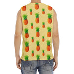 Beige Watercolor Pineapple Pattern Print Men's Fitness Tank Top