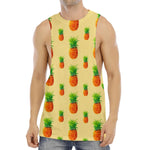 Beige Watercolor Pineapple Pattern Print Men's Muscle Tank Top