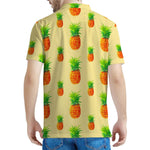 Beige Watercolor Pineapple Pattern Print Men's Polo Shirt