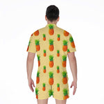 Beige Watercolor Pineapple Pattern Print Men's Rompers