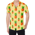 Beige Watercolor Pineapple Pattern Print Men's Shirt