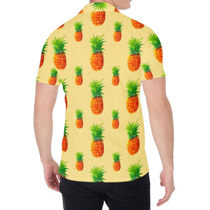 Beige Watercolor Pineapple Pattern Print Men's Shirt