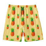 Beige Watercolor Pineapple Pattern Print Men's Swim Trunks