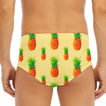 Beige Watercolor Pineapple Pattern Print Men's Triangle Swim Briefs
