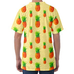 Beige Watercolor Pineapple Pattern Print Men's Velvet T-Shirt