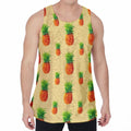 Beige Watercolor Pineapple Pattern Print Men's Velvet Tank Top