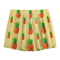 Beige Watercolor Pineapple Pattern Print Mesh Shorts