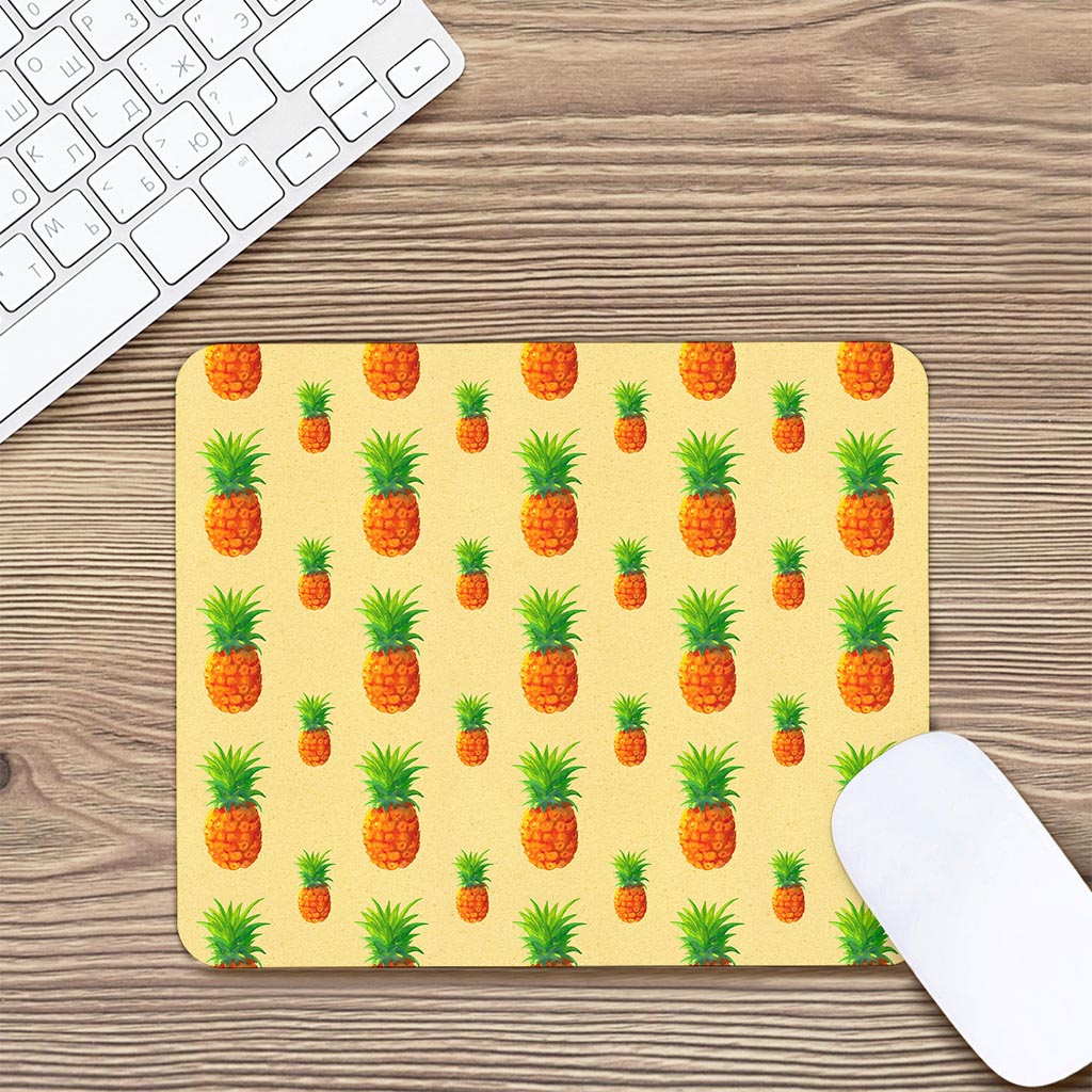 Beige Watercolor Pineapple Pattern Print Mouse Pad