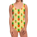 Beige Watercolor Pineapple Pattern Print One Piece Swimsuit