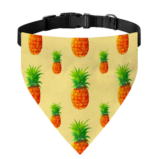 Beige Watercolor Pineapple Pattern Print Over The Collar Dog Bandana