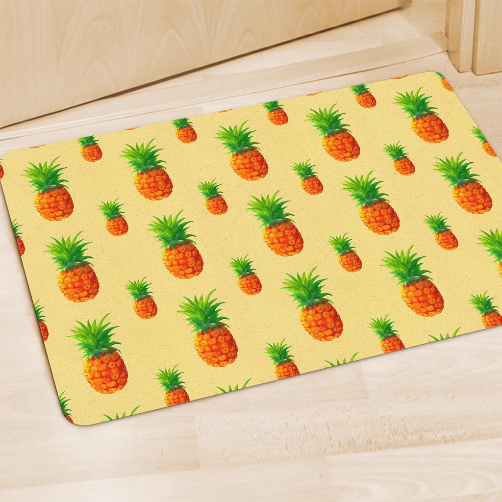 Beige Watercolor Pineapple Pattern Print Polyester Doormat
