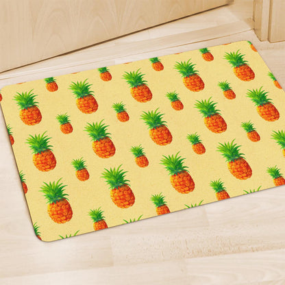 Beige Watercolor Pineapple Pattern Print Polyester Doormat