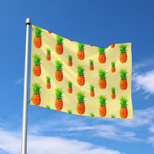 Beige Watercolor Pineapple Pattern Print Polyester Flag