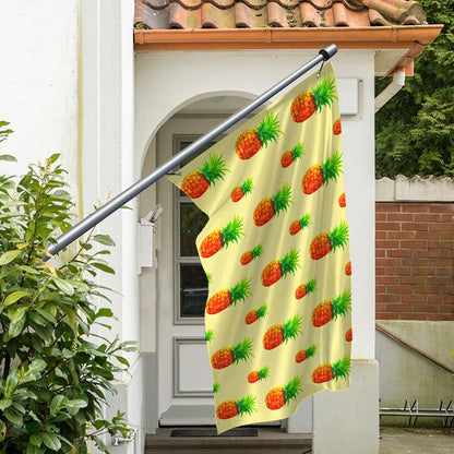 Beige Watercolor Pineapple Pattern Print Polyester Flag