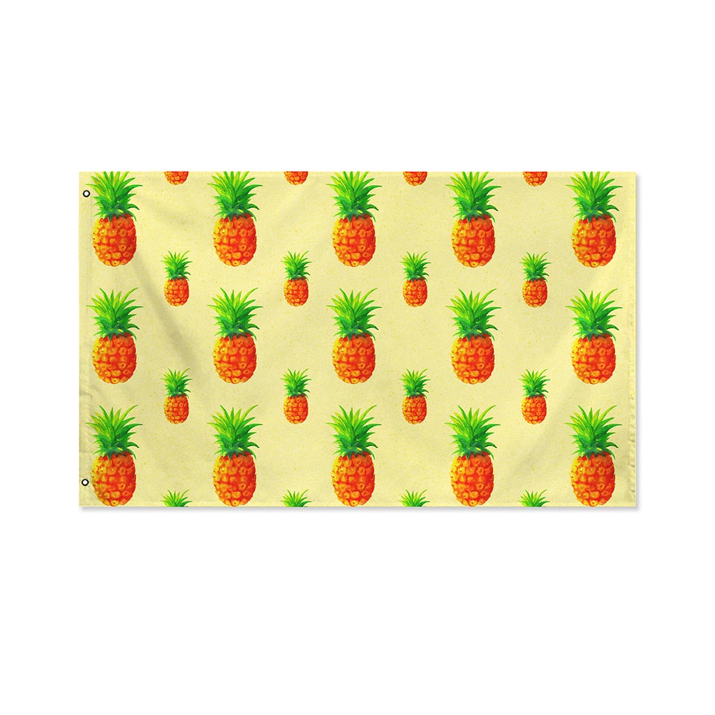 Beige Watercolor Pineapple Pattern Print Polyester Flag