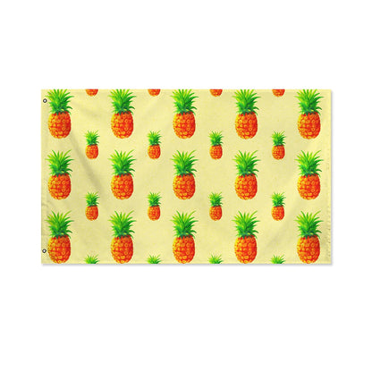 Beige Watercolor Pineapple Pattern Print Polyester Flag
