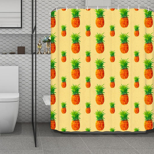 Beige Watercolor Pineapple Pattern Print Polyester Shower Curtain