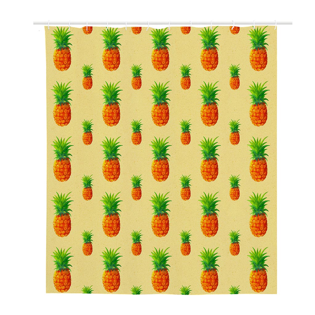 Beige Watercolor Pineapple Pattern Print Polyester Shower Curtain