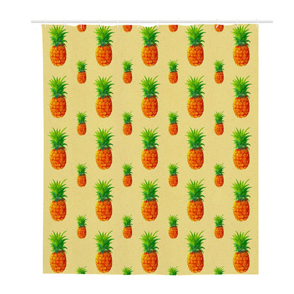 Beige Watercolor Pineapple Pattern Print Polyester Shower Curtain