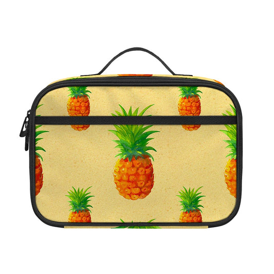 Beige Watercolor Pineapple Pattern Print Portable Lunch Bag
