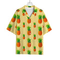 Beige Watercolor Pineapple Pattern Print Rayon Hawaiian Shirt