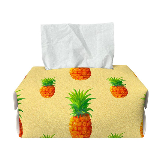 Beige Watercolor Pineapple Pattern Print Rectangle Tissue Box Cover