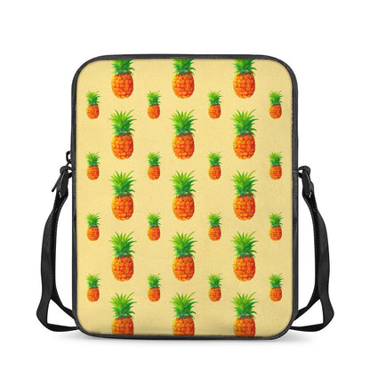 Beige Watercolor Pineapple Pattern Print Rectangular Crossbody Bag