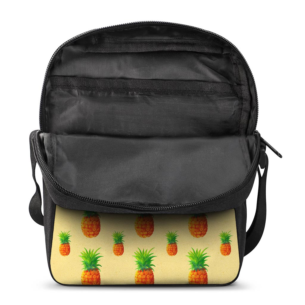 Beige Watercolor Pineapple Pattern Print Rectangular Crossbody Bag