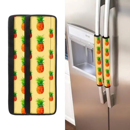 Beige Watercolor Pineapple Pattern Print Refrigerator Handle Covers