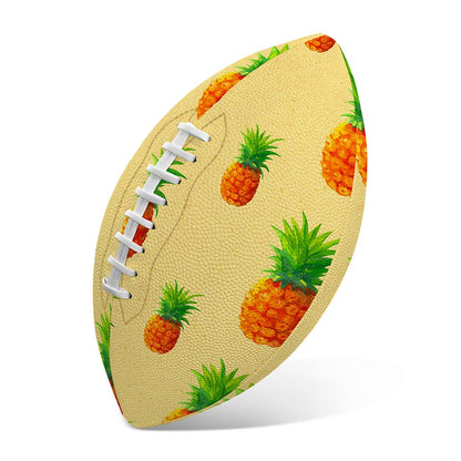 Beige Watercolor Pineapple Pattern Print Rugby Ball