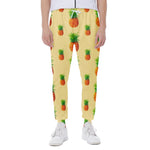Beige Watercolor Pineapple Pattern Print Scuba Joggers