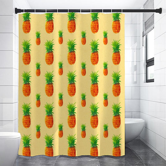 Beige Watercolor Pineapple Pattern Print Shower Curtain