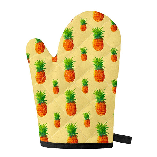 Beige Watercolor Pineapple Pattern Print Single Oven Mitt