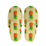 Beige Watercolor Pineapple Pattern Print Slippers