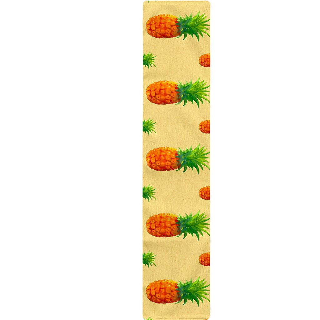 Beige Watercolor Pineapple Pattern Print Table Runner