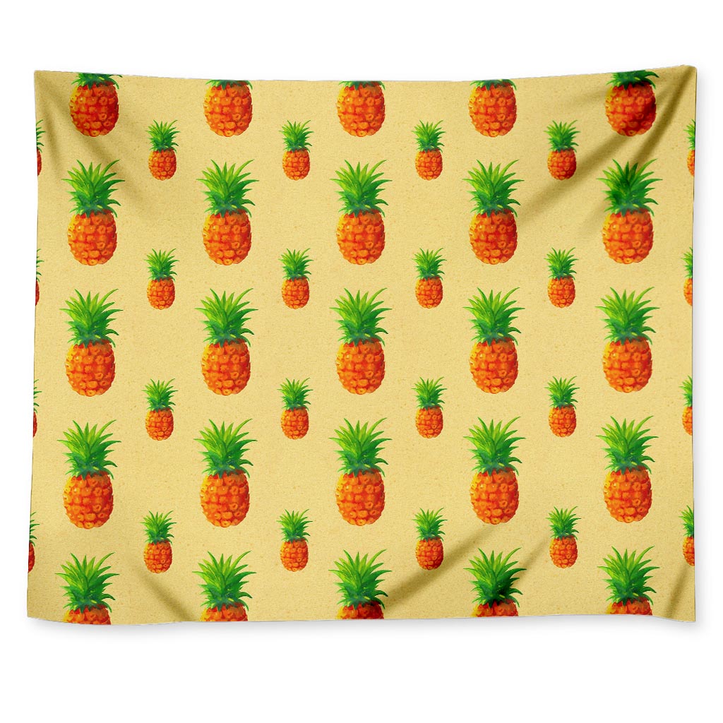 Beige Watercolor Pineapple Pattern Print Tapestry