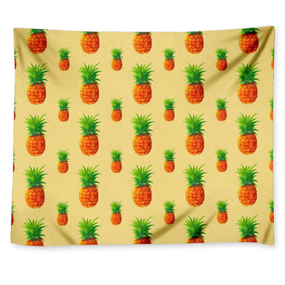 Beige Watercolor Pineapple Pattern Print Tapestry