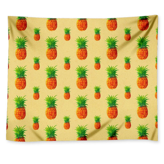 Beige Watercolor Pineapple Pattern Print Tapestry