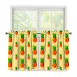 Beige Watercolor Pineapple Pattern Print Tier Curtains