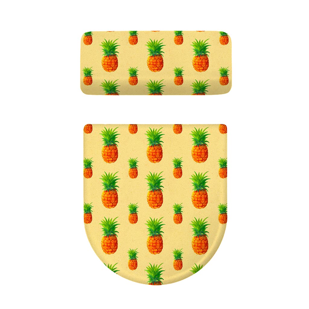 Beige Watercolor Pineapple Pattern Print Toilet Lid And Tank Cover Set